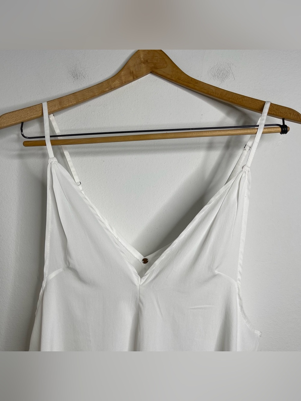 Free People FP One White Slip Cami Tunic Dress L Made in India Sheer Deep V Neck - Picture 9 of 16